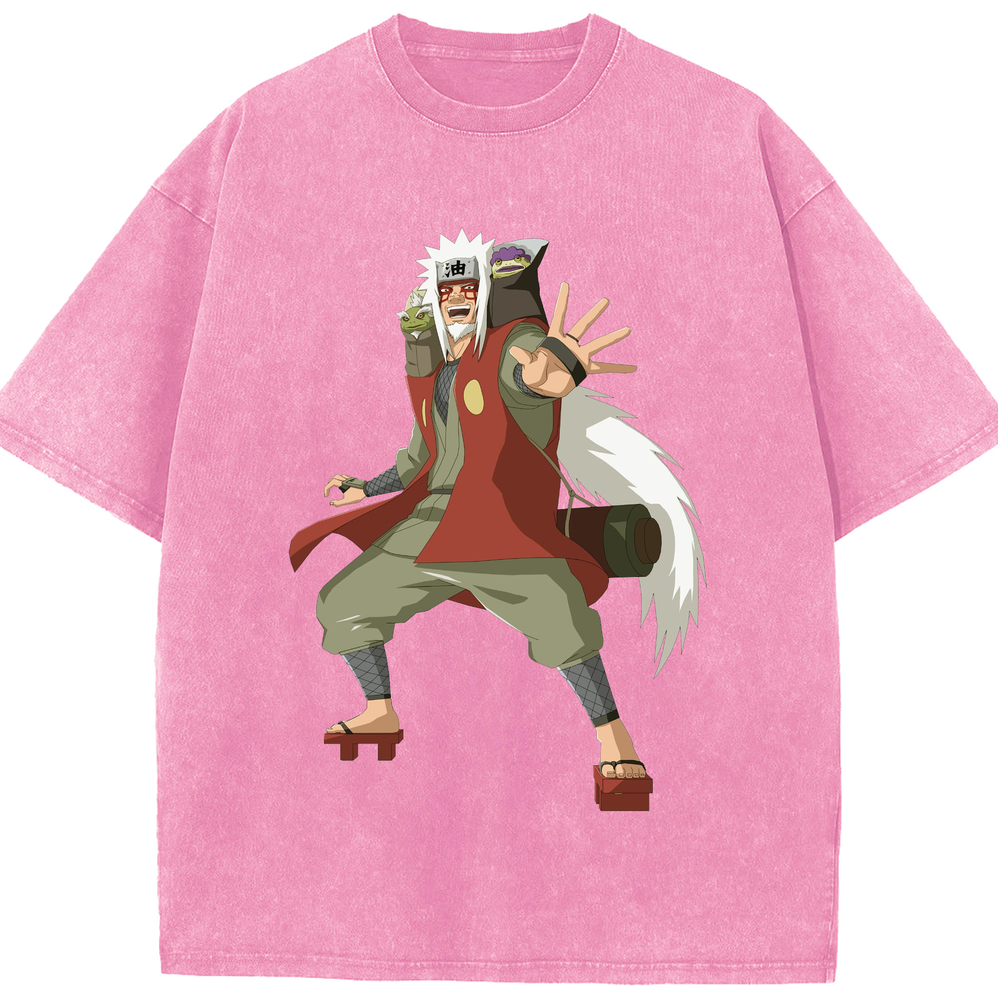 （画像用） NARUTO -ナルト- 自来也（じらいや） Jiraiya 綿100% ヴィンテージ風 半袖Tシャツ（フロントプリント）